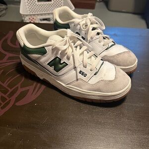 New Balance 550 White and Green Athletic Shoes